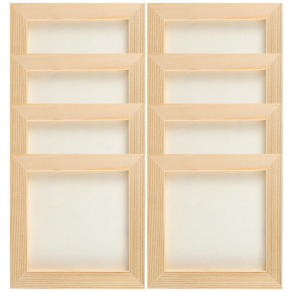 

8 Pcs Clay Picture Frame Photo Blank Wooden Woodsy Decor Decorate Frames DIY Kids Painting Child