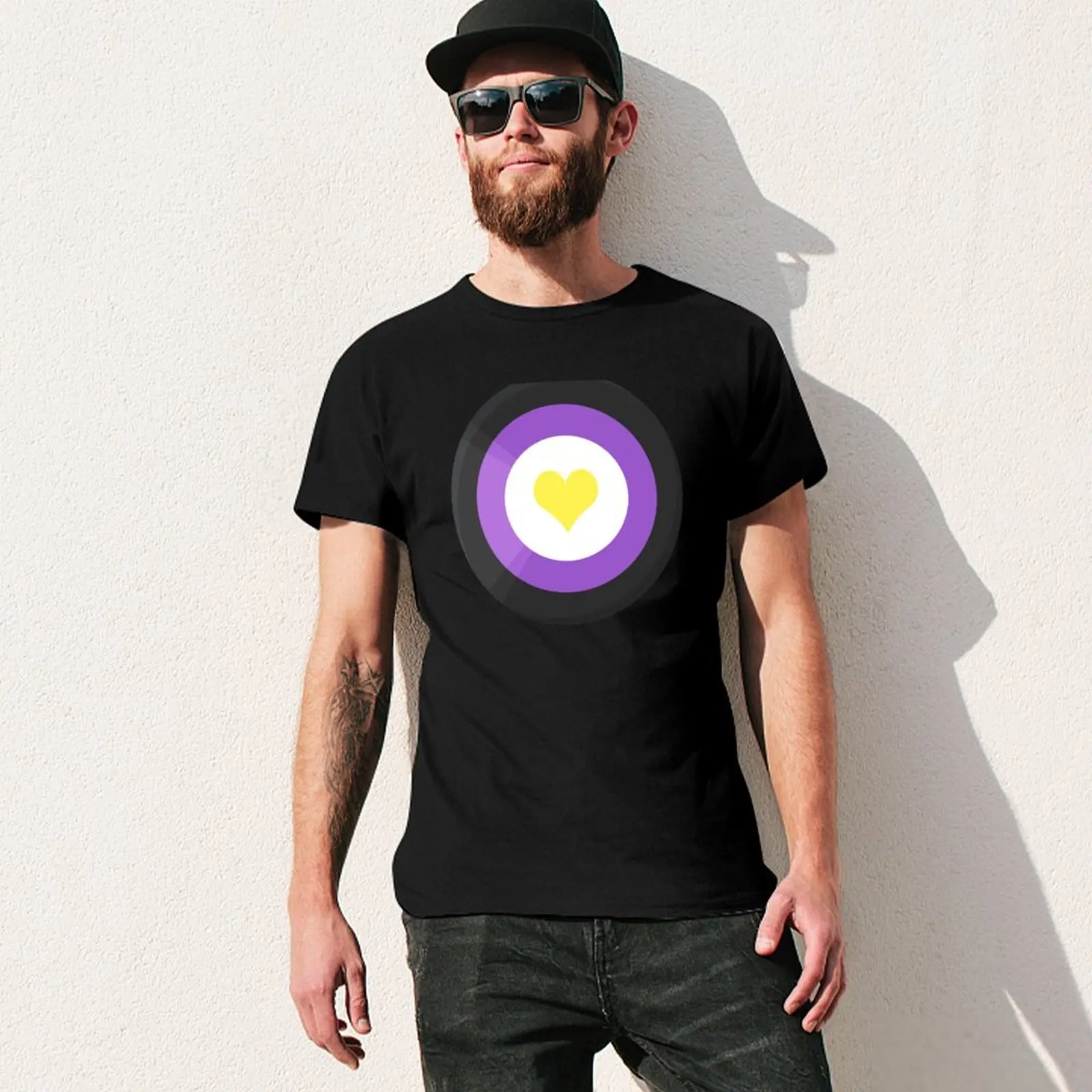 Pride Shield - футболка с небинарным флагом мужские футболки графикой большие и