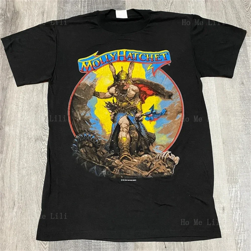 Футболка большого размера в стиле ретро Molly Hatchett 1988 Hell Ye Frank Frazetta 80s Concert Tour Band