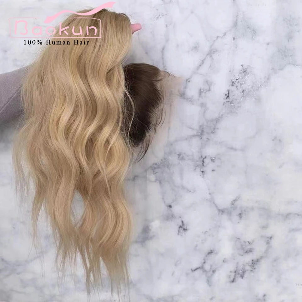 Парик Омбре со светлыми кружевами спереди человеческие волосы прозрачная волна