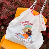 embroidery rope handle shoulder bag chain donut tote bags for women handbags designer bags large eco shopper bag harajuku hobo