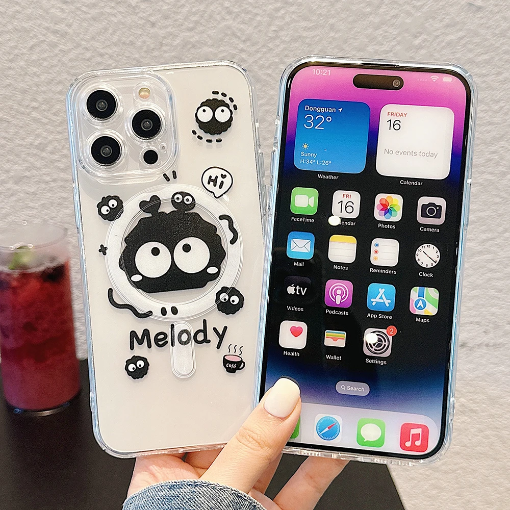 Магнитный чехол для телефона с рисунком Susuwatari Magsafe Samsung Galaxy S24 S23 S22 S21 S20 FE Plus Ultra 5G