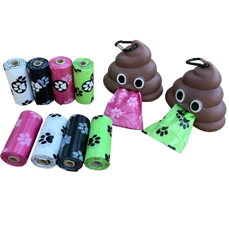

New Portable Pet Garbage Bag Dispenser for Cats and Dogs To Go Out Soft Silicone Dog Poop Bag Poop-shaped Storage Box Pet Tools