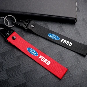Car Badge Ribbon Lanyard Key chain KeyRings Key Accessories For Ford focus 2 3 mk2 mk3 ranger mondeo mk4 fiesta fusion s Mustang