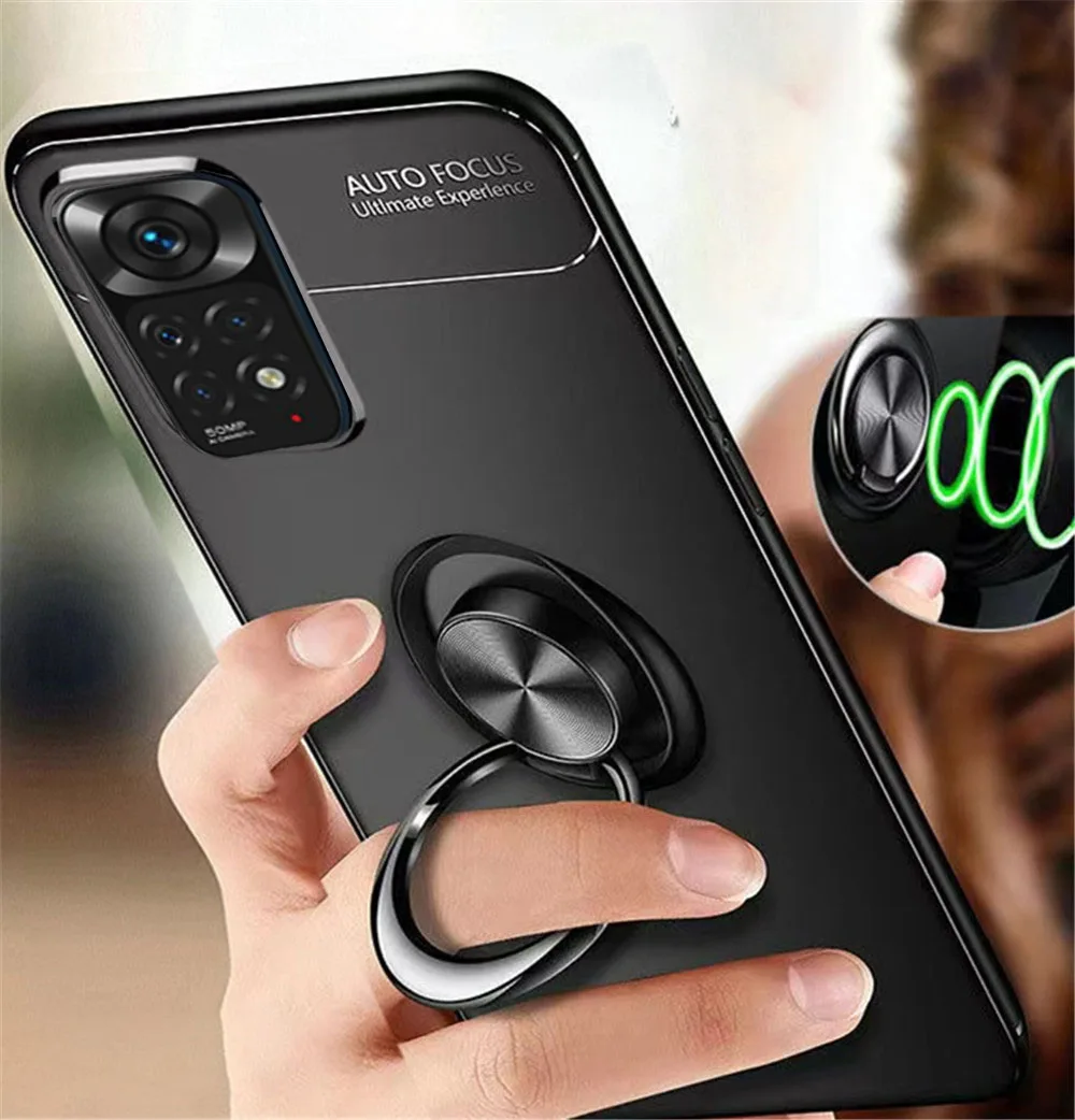 

Redmi Note 11 Global Version Case For Xiaomi Redmi Note 11 11Pro 5G 11S Soft Matte Metal Ring Cover for Xiomi Red mi Note11 4G