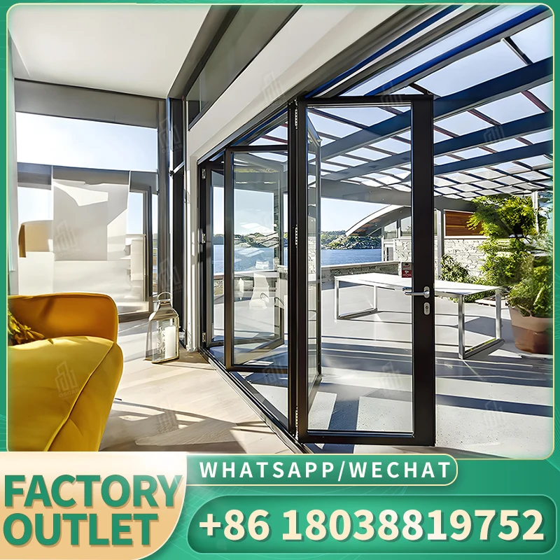 Алюминиевые двери Окна Тройная стеклянная пуленепробиваемая дверь с замком