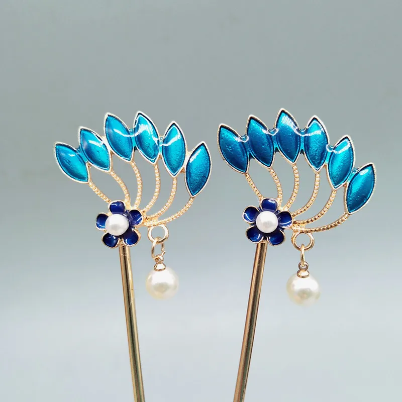 

Аксессуары Hanfu головной убор синяя шпилька для волос в китайском старинном стиле Дворцовая простая Ретро металлическая шпилька для волос