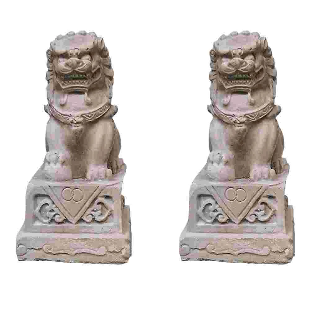

2PCS Chinese Type Stone Lion Adornment Fish Tank Landscape Decor (Random Color)