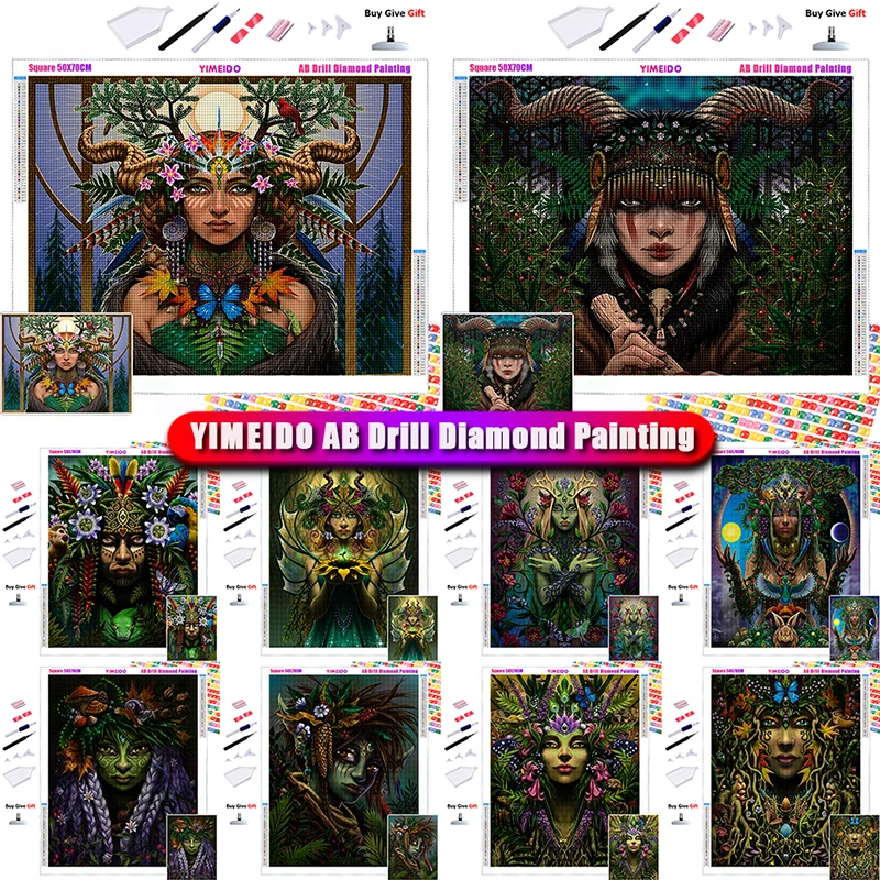 

YIMEIDO 5D DIY AB Diamond Painting girl Full Square round Cross Stitch Kit Embroidery Cartoon Mosaic Picture Of Rhinestones