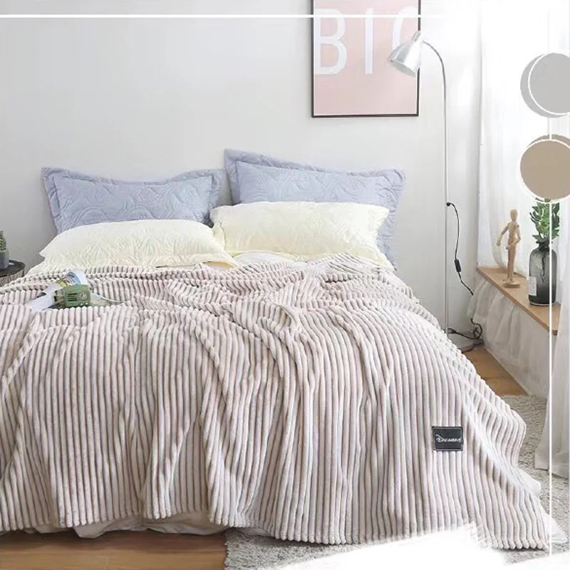 

Soft Warm Blanket Coral Fleece Plaid Blankets for Beds Sofa 6 Colors Flannel Throw Blanket On the Bed Cover Thickness Bedpread