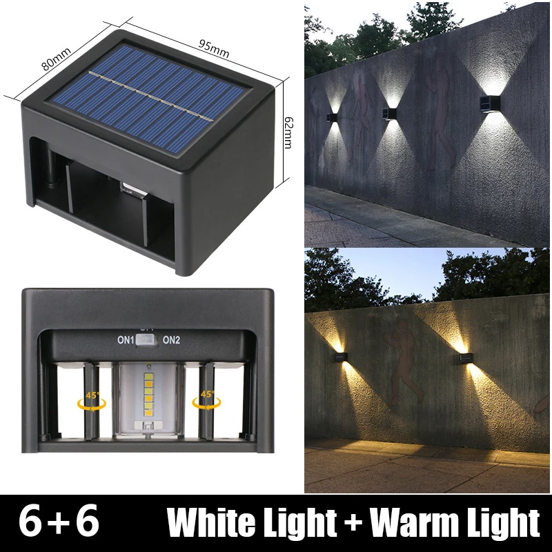 

LED Solar Wall Garden Light Outdoor Waterproof Lighting Angle Adjusted Wall Lamp Balcony Stair Fence Energy-saving Sunlight Lamp