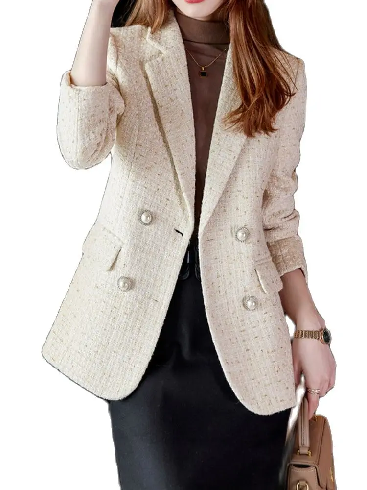 

Temperament Casual Suit Jacket Thickened Suit Slim Woolen Jacket 2022 Winter New Korean Fashion Women'S Clothing