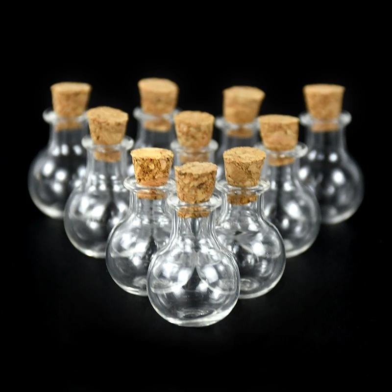 10pcs Mini Glass Bottle With Cork Jar Cork Wishing Transparent Bottle Gifts For Wedding Birthday Party Decor DIY Handmade Crafts