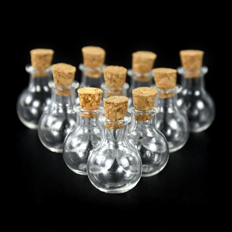 

10pcs Mini Glass Bottle With Cork Jar Cork Wishing Transparent Bottle Gifts For Wedding Birthday Party Decor DIY Handmade Crafts