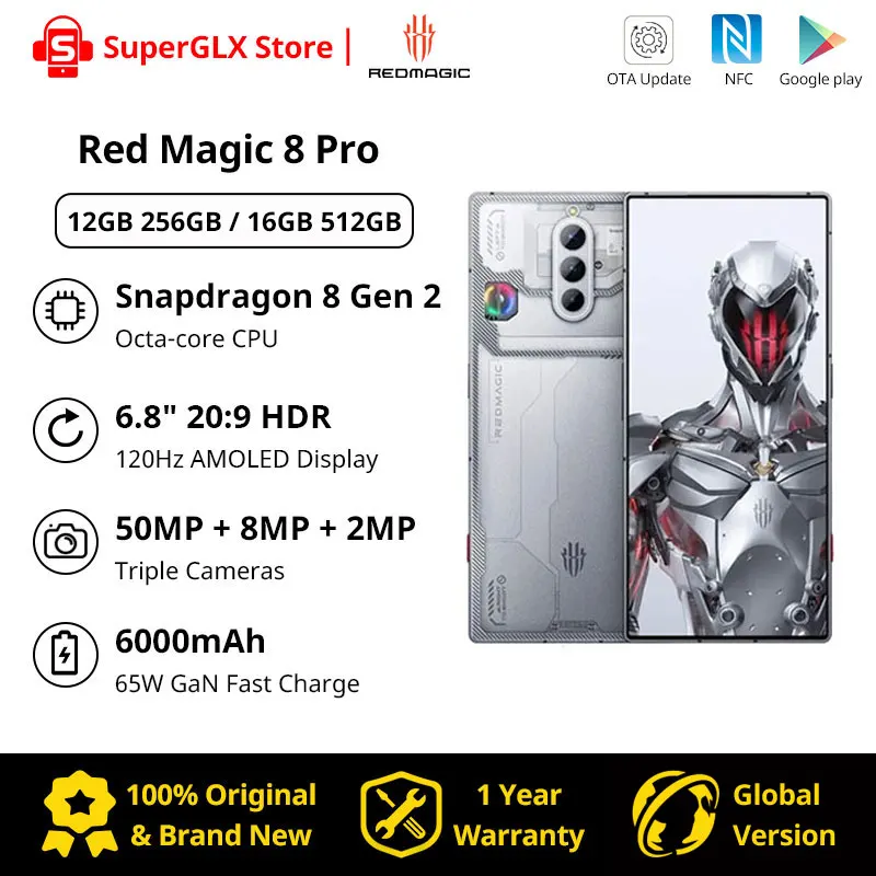 Global Version Nubia RedMagic 8 Pro 5G Gaming Phone Snapdragon 8 Gen 2 Smartphone 5G Android 13 Red Magic 8 Pro Mobile Phones