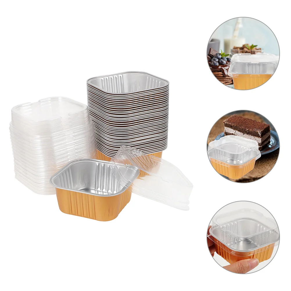 

25 Pcs Cake Mold Container Lid Tart Baking Molds Muffin Egg Cups Dessert Liner Aluminum Foil Liners Cupcake Tools Holder