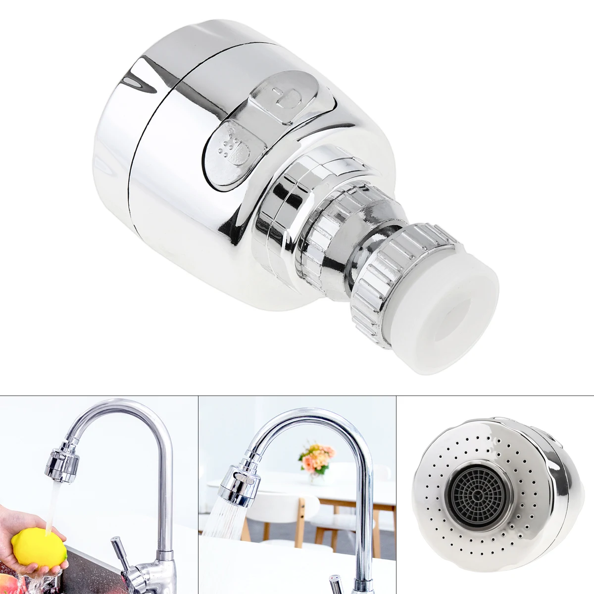 

Shower Head 360 Rotate 2 Modes Silver Short Water Saving Faucet Bathroom Kitchen Faucets Accessories Taps Aerator Booster