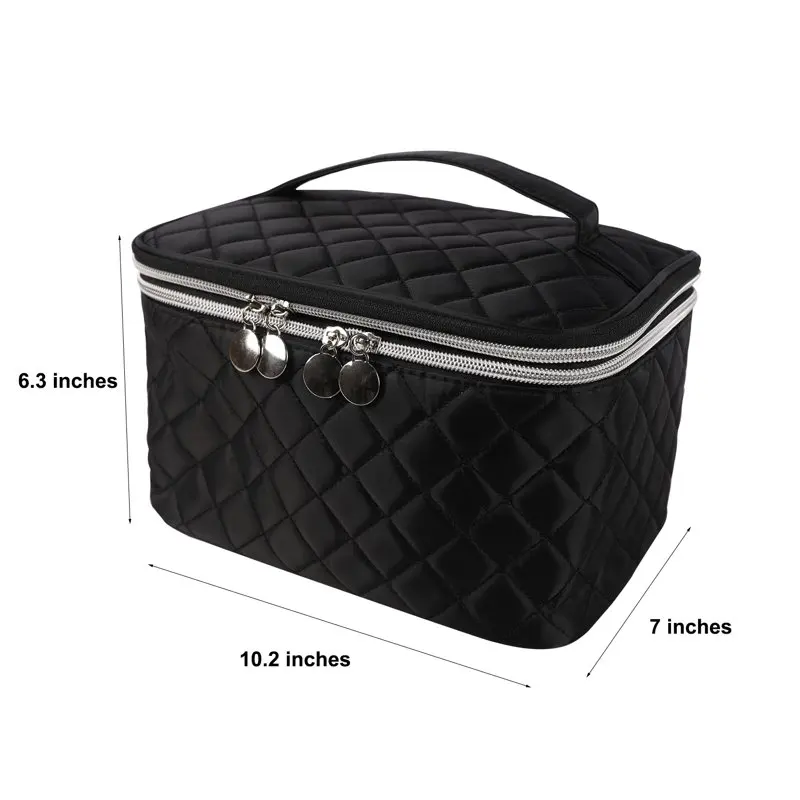 Travel Makeup Bag Double Layer  Portable Cosmetic Bag with Divider Organizer Case for Storage Cosmetics Make up Brush Large Capa