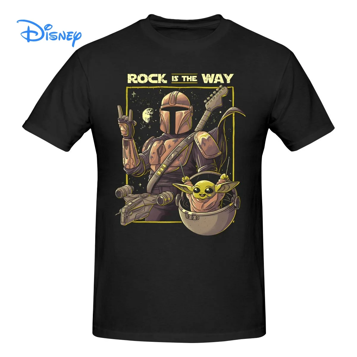 

Disney Star-War The-Mandalorian ROCK IS THE WAY T shirt Harajuku Short Sleeve T-shirt 100% Cotton Graphics Tshirt Brands Tee Top