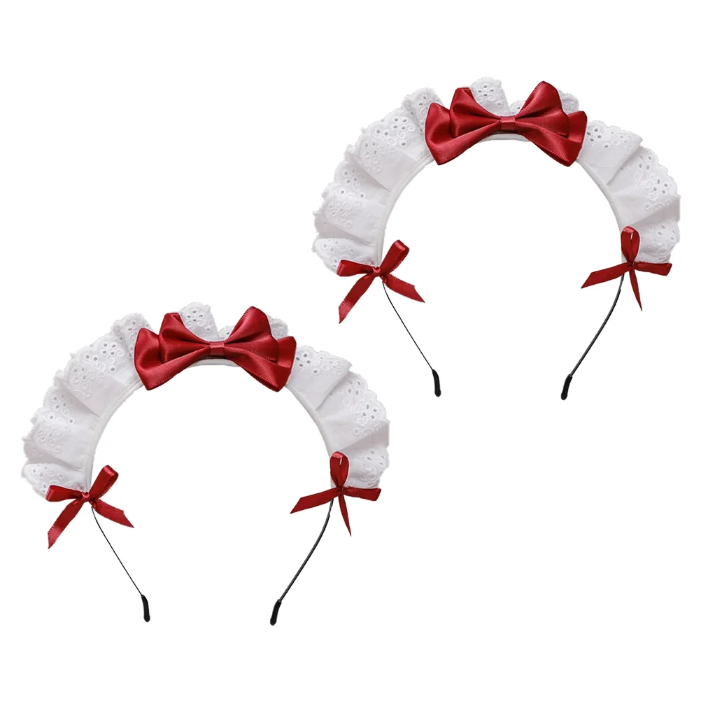 

2 Pcs Headband Lolita Hairhoops Girls Party Headdress Bows Headwear Accessories Cloth Miss