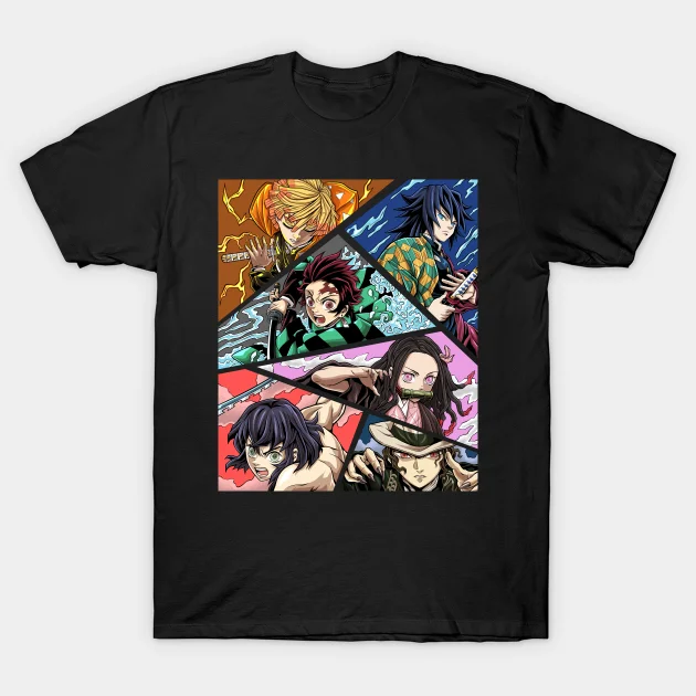 

2021 Men/Women's Summer Black Street Fashion Hip Hop DEMON SLAYER T-shirt Cotton Tees Short Sleeve Tops