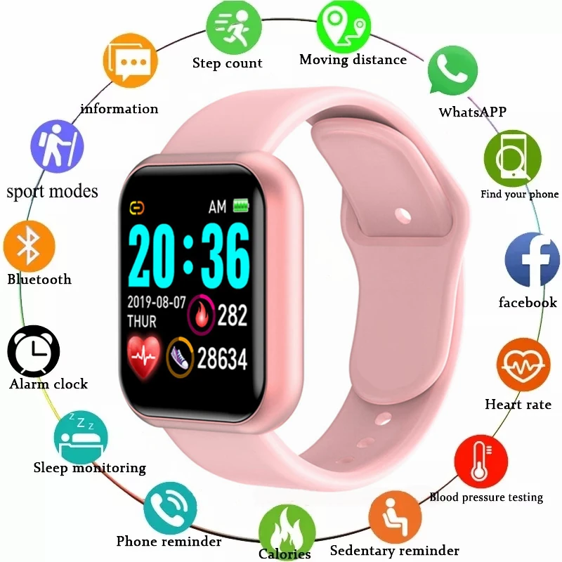 

Multifunctional Smart Watch Men Women Bluetooth Connected Phone Music Fitness Sports Bracelet Sleep Monitor Y68 Smartwatch D20