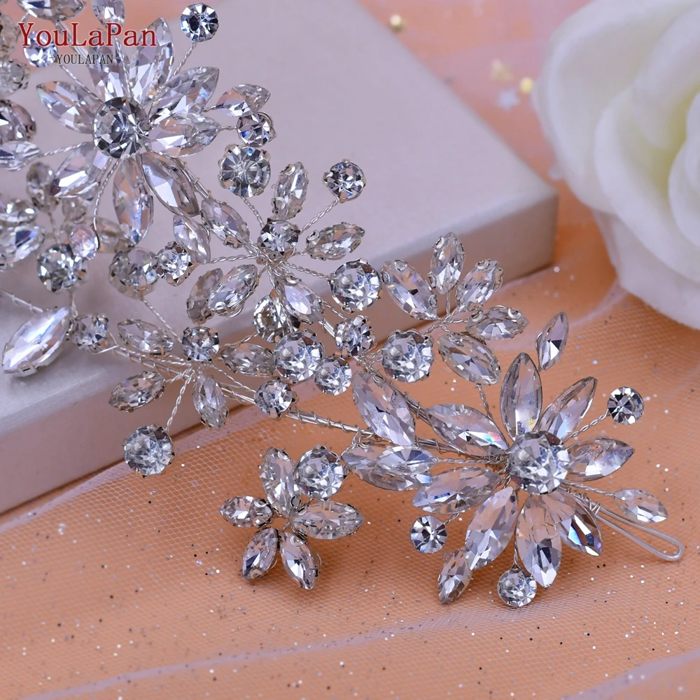 TOPQUEEN свадебный цветок с кристаллами головная повязка стразы головной убор