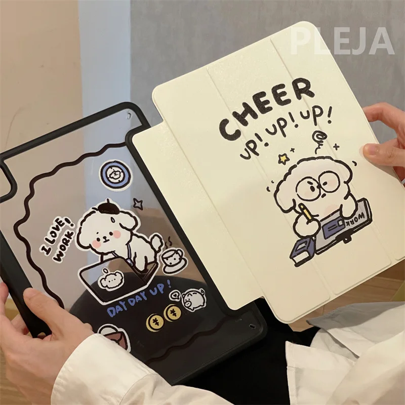 Cute Cartoon Dog Protective Cases For iPad 10.2/9.7/10.5/11 inch Pro 12.9 inch 2021 mini 6 Air 5/4 Case with Pencil Slot Holder