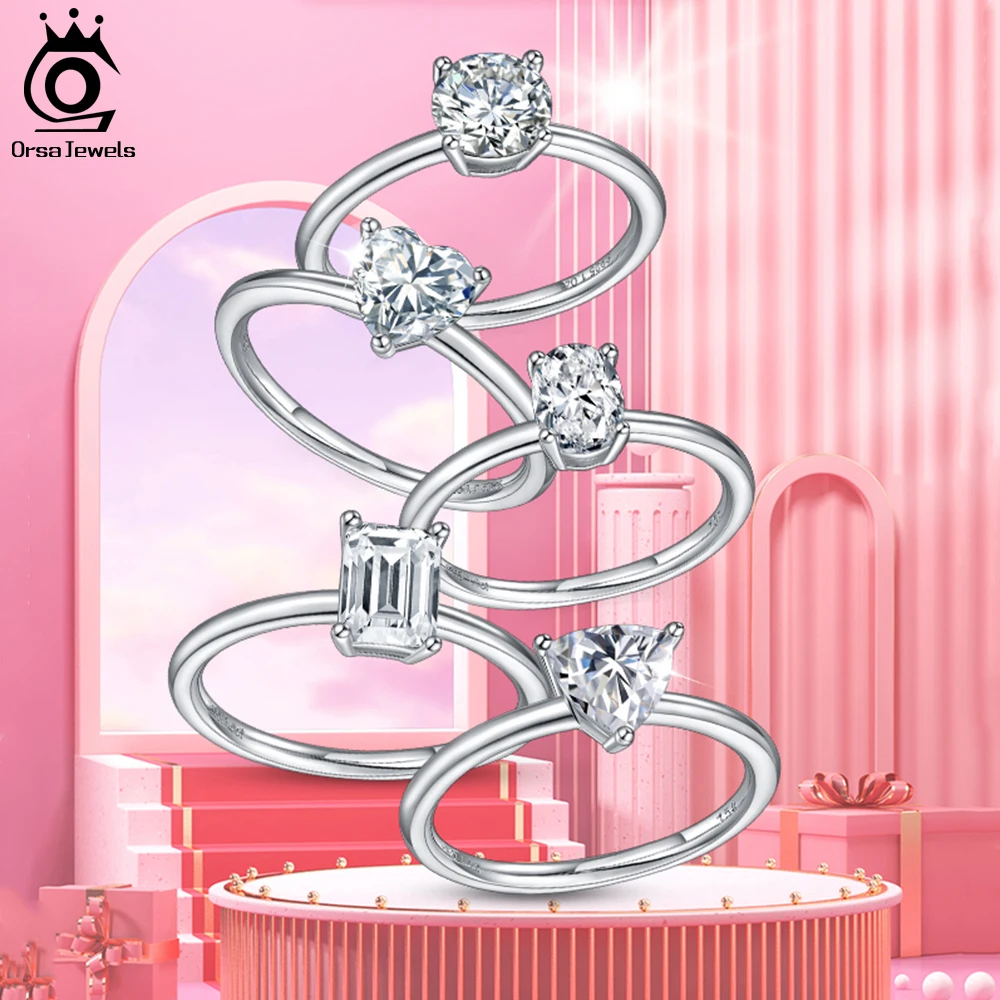 ORSA JEWELS кольцо 5x7 мм изумрудная огранка Муассанит солитер кольца четкость S925