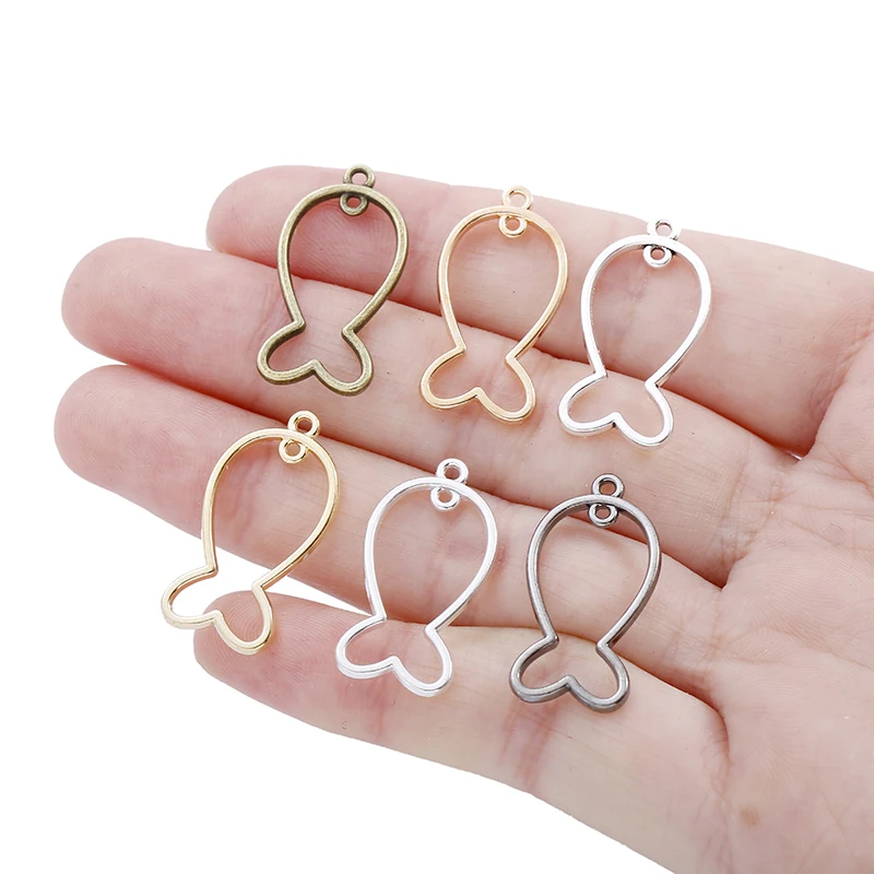 

20pcs 6 color Double dangling hollow fish Charms for Jewelry Making Fashion Earrings Pendants Necklaces Bracelet Accessories DIY