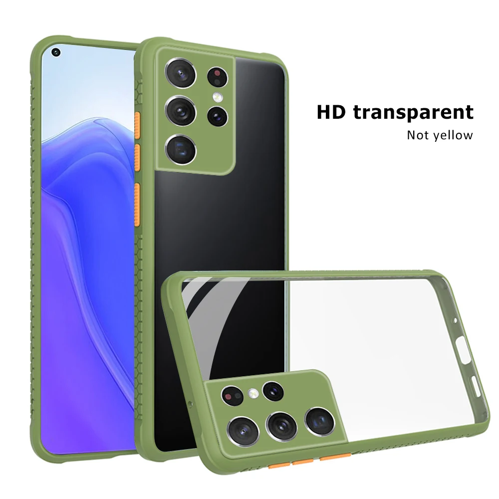 

Phone Case For Samsung Galaxy S22 S21 Ultra S20 FE Plus 5G Protective Cover Shockproof Soft Tire Pattern Transparent Phone Shell