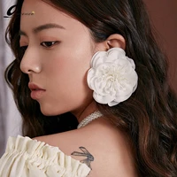 bohemian handmade earrings big white flower stud earring bride sweet and versatile imitation peony earings wedding jewelry
