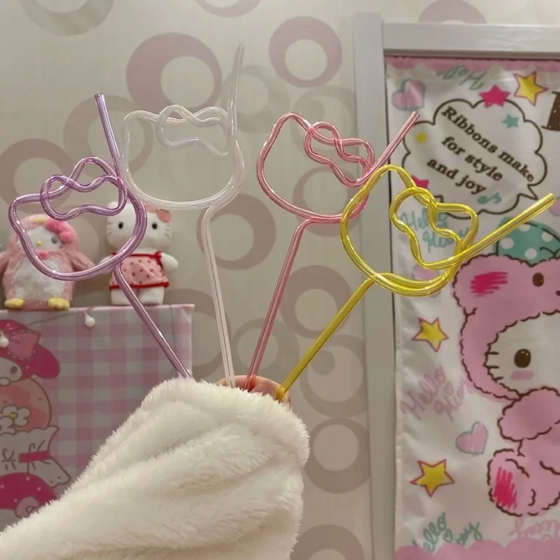 

Hello Kitty Cartoon Straw Hose Style Cute Girl Nice Reusable Straw