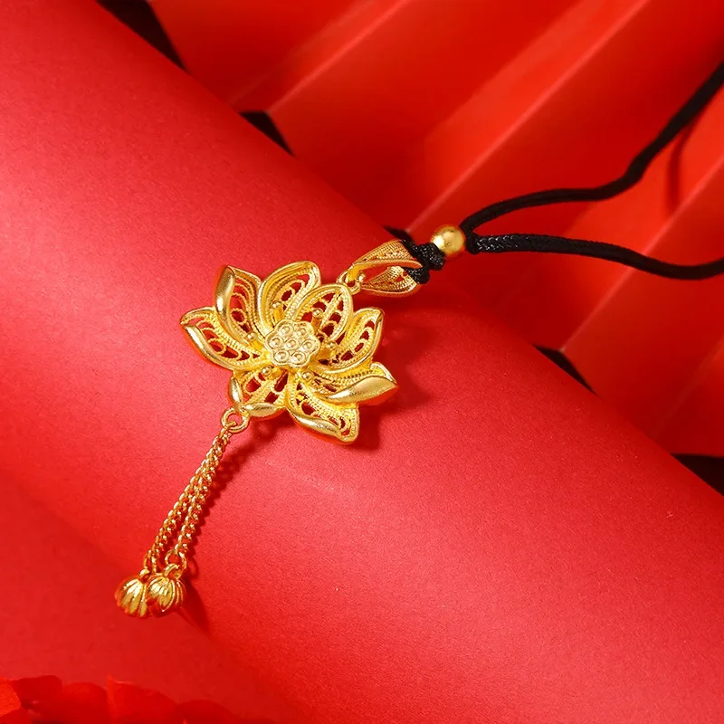 Новый высококачественный элегантный кулон с цветком лотоса инкрустированный