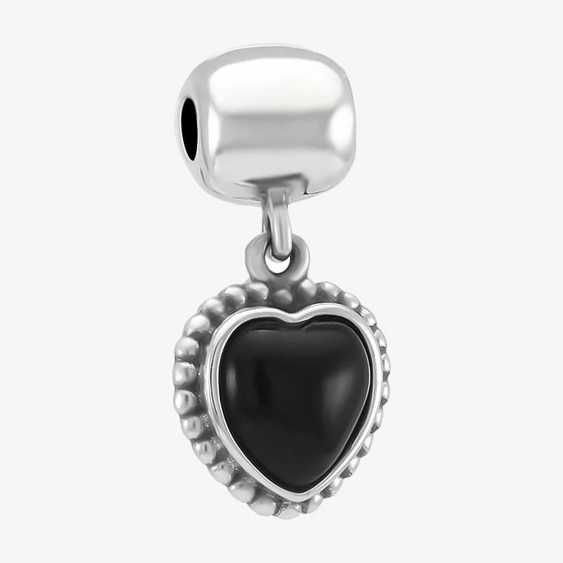 

Authentic 925 Sterling Silver New Fashion Black Peach Heart Love Fastener Suitable For Pandora's Wedding Gift Diy Jewelry