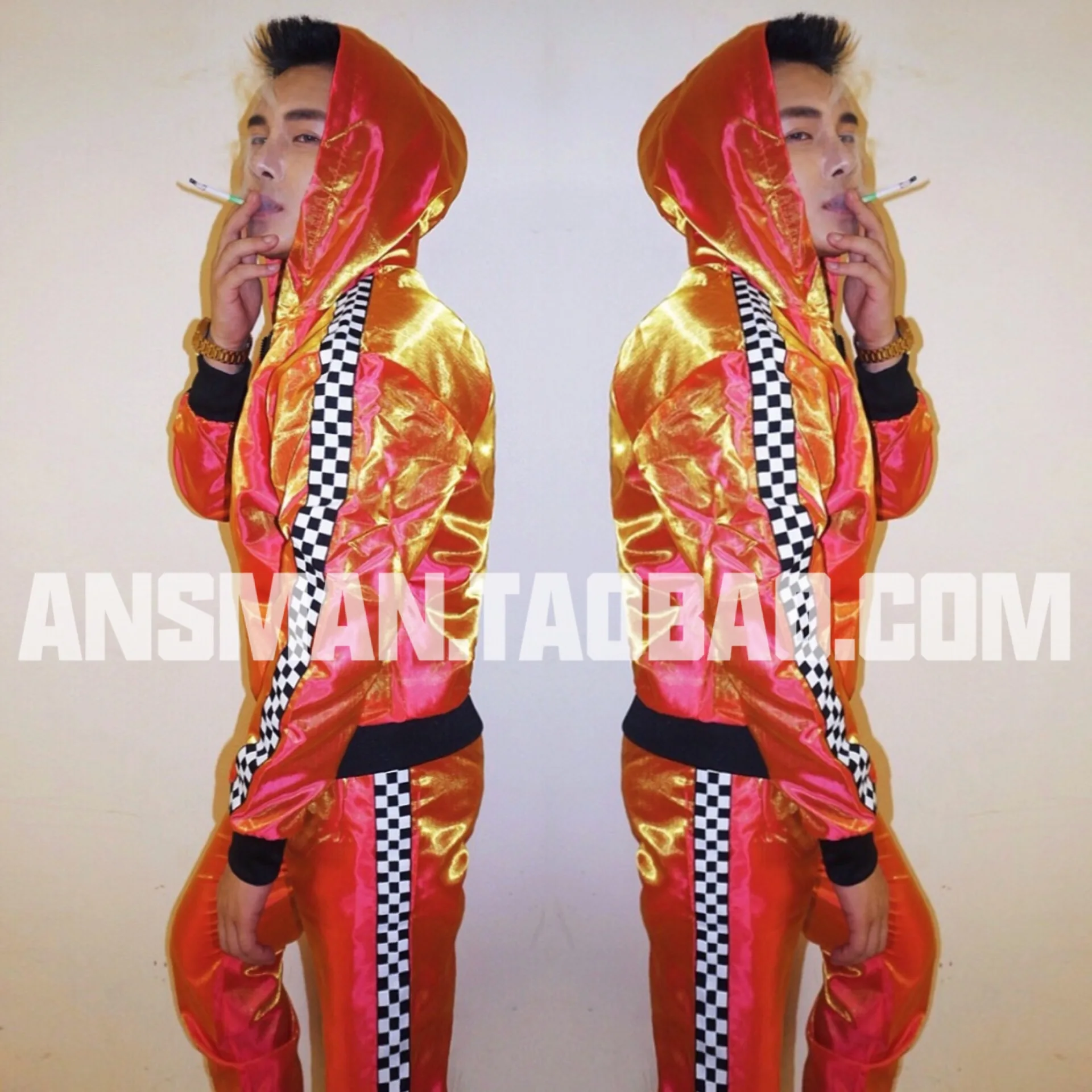 

Новый ночной клуб бар DJ певец фантазия оранжевый хип-хоп бейсбольная куртка Модный комплект мужская повседневная одежда для выступлений