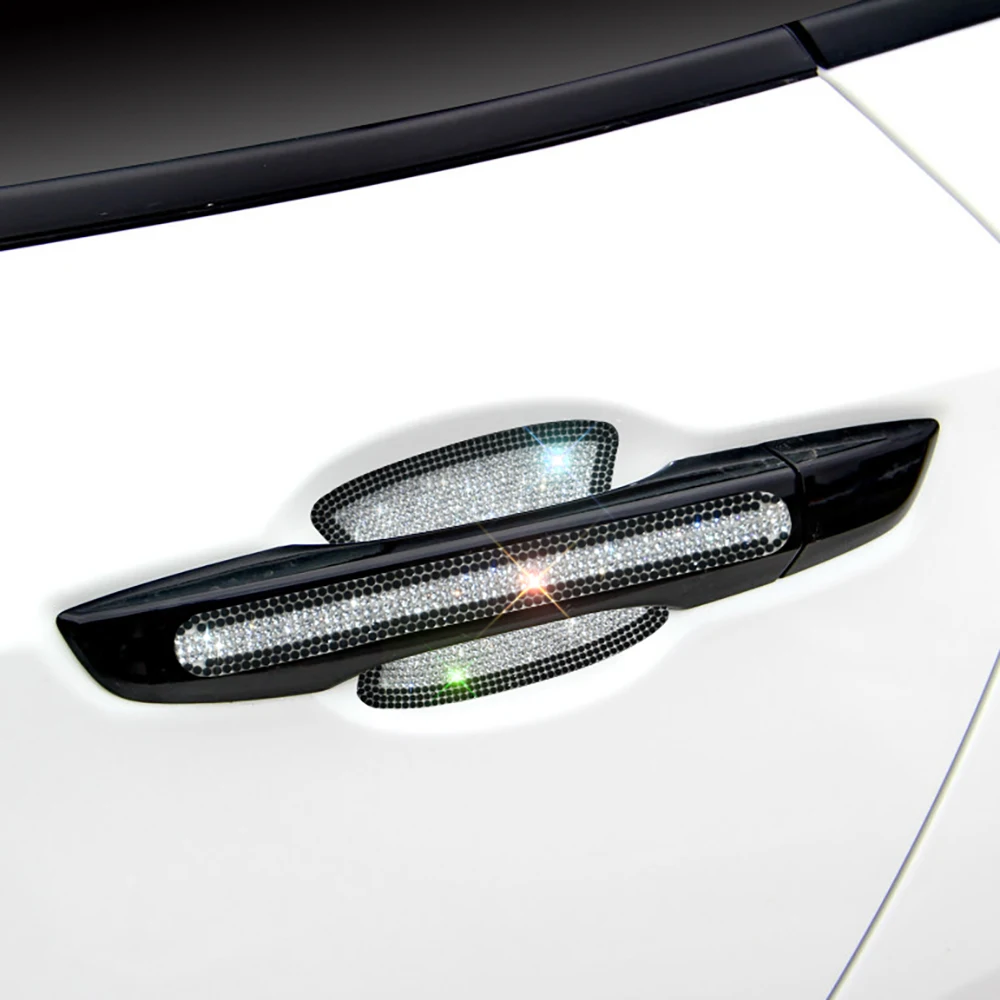 

4 / 8 Pcs Diamond Car Door Handle Stickers Protector Film Waterproof Car Decor Diamond Bling Car Accessories Interior for Woman