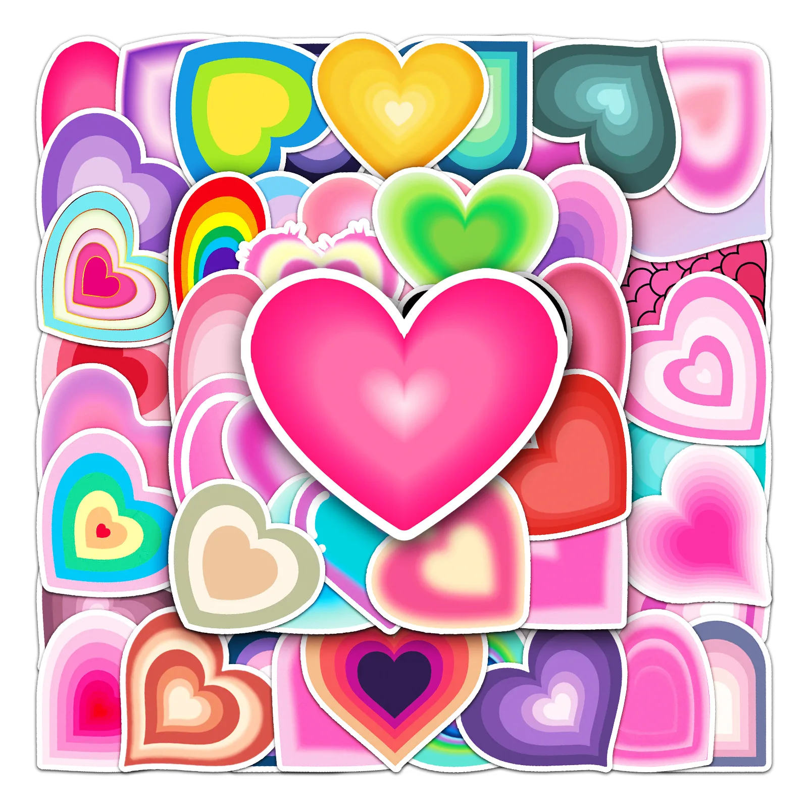 

10/30/50PCS Popular Cartoon Gradient Love Sticker Pack Skateboard Decoration DIY Laptop Waterproof PVC Children's Decal Wholesal