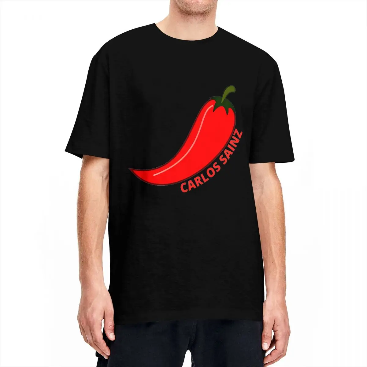 Men Women's Chili Carlos Sainz T Shirt Pure Cotton Clothes Funny Short Sleeve Round Collar Tee 4XL 5XL 6XL T-Shirt