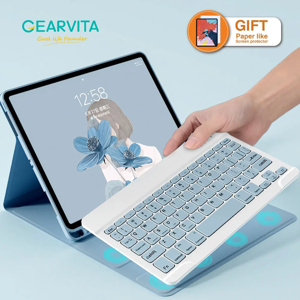 

For SAMSUNG Galaxy Tab A7 (2020) T505 T500 Case with Keyboard Mouse Protective Cover Wireles Bluetooth Keyboard 삼성 태블릿 케이스 키보드