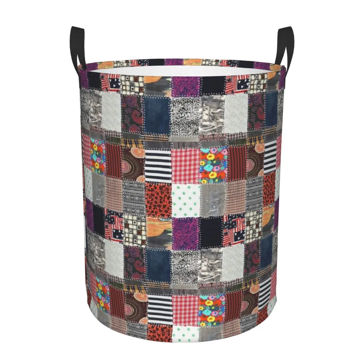 

Patchwork Fabrics Foldable Laundry Baskets Dirty Clothes Toys Sundries Storage Basket Home Organizer Large Waterproof Bucket