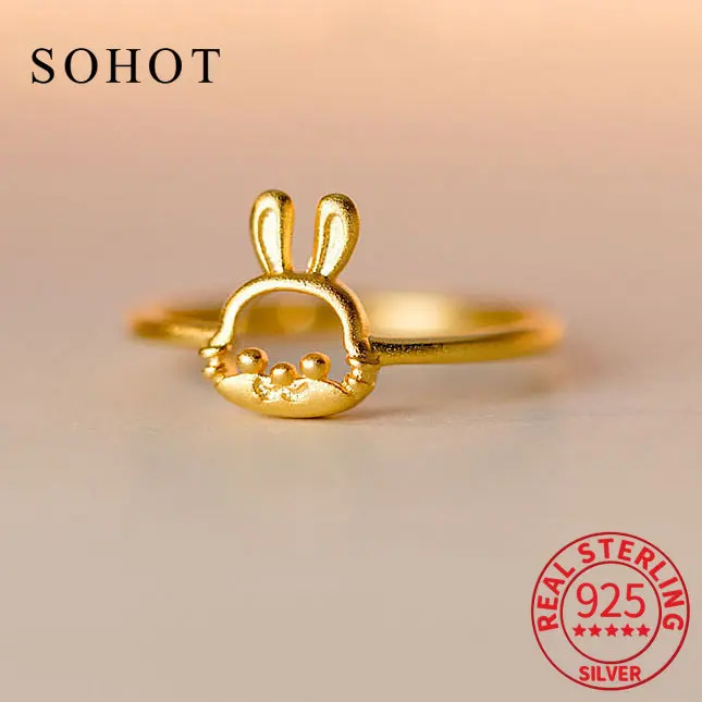 

Женское кольцо из серебра 925 пробы, с кроликом