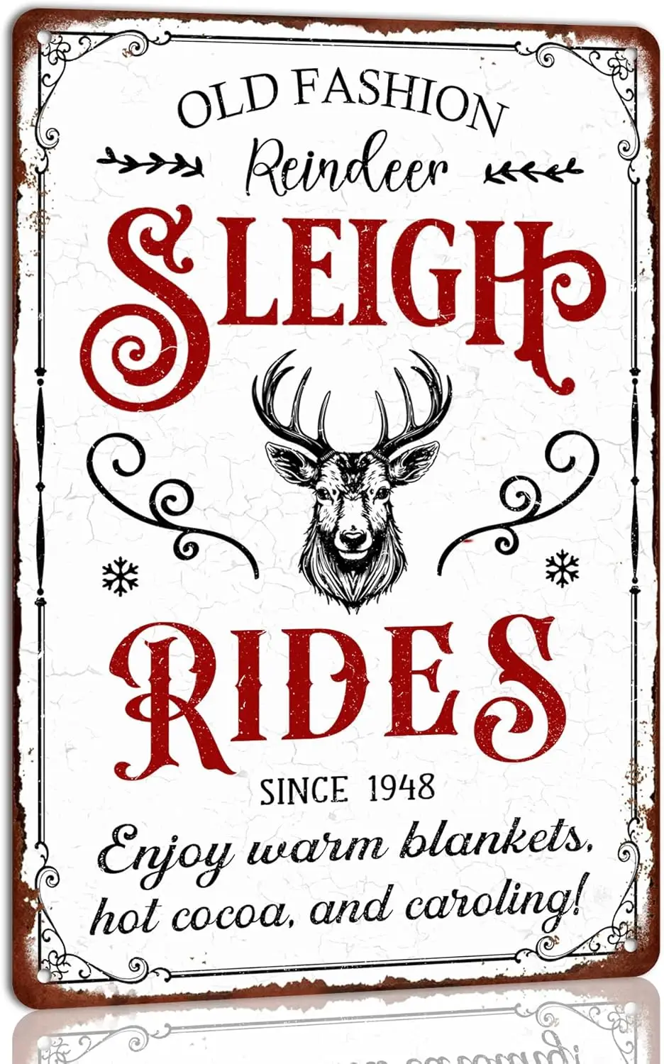 Старый Fshoned Rendeer Slegh Rdes Chrstms Metl Tn Sgn Wll Ретро постер для Ktchen Cfe Home Frmhouse Decor Vntge Plque Wnter Chrs