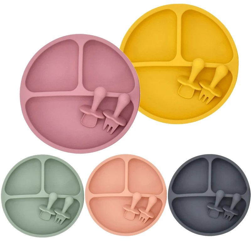 

Baby Silicone Plate Children's Tableware Silicone Dishes Infant Training Kids Feeding Bowls Food Grade Silicone Dinnerware