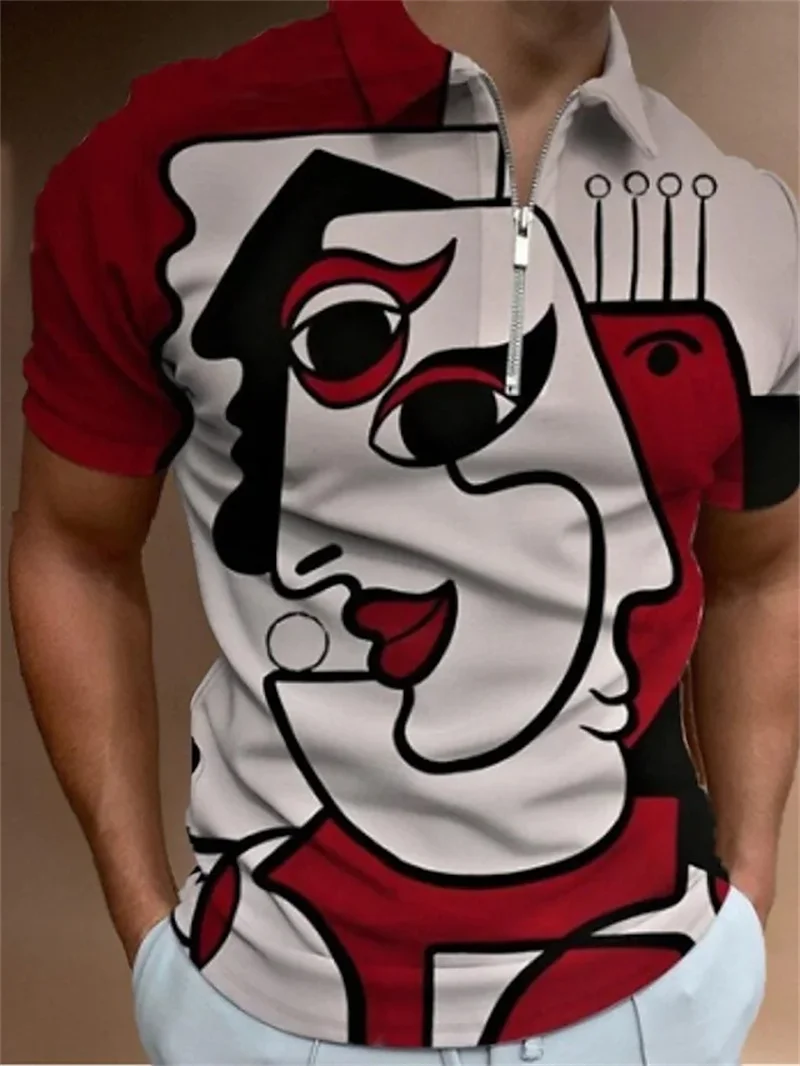 

Мужская футболка с коротким рукавом, с графическим принтом и отложным воротником