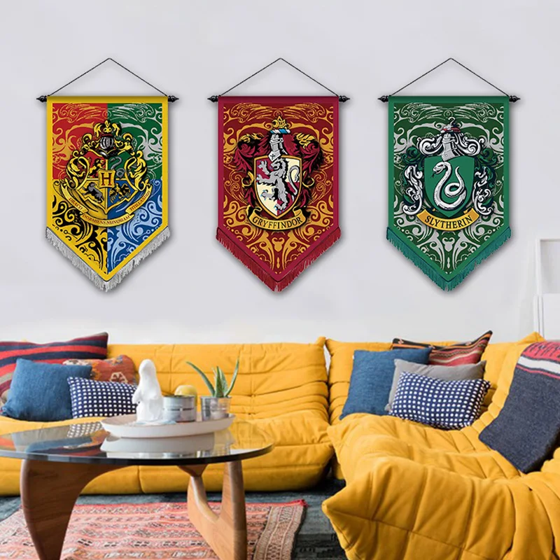 

45 x 70cm Magic School Four Branch Institute Animal Snake Lion Banner Flag Dacron Blue Home Decor Cosplay Accessory Cos Prop