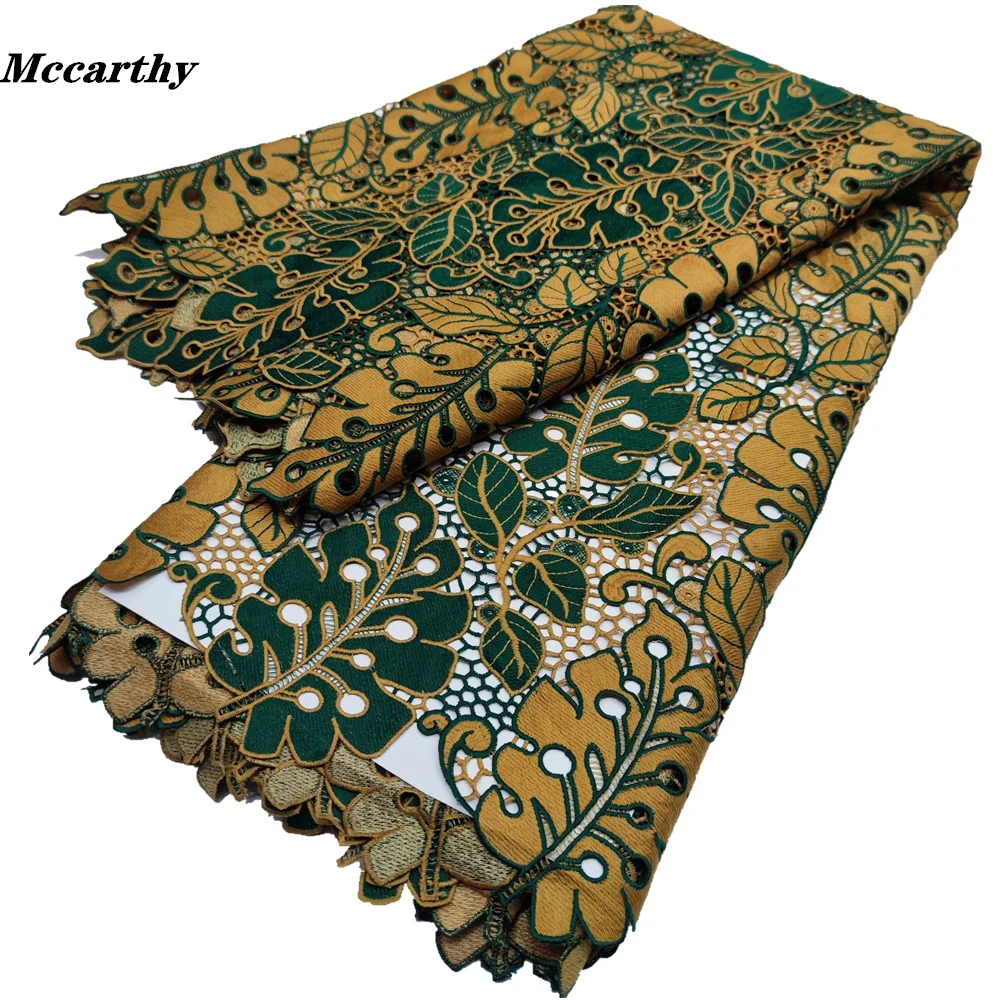 

Mccarthy African Lace Fabric 2022 Latest Wedding Material High Quality Water Soluble Guipure Cord Lace Green Embroidery