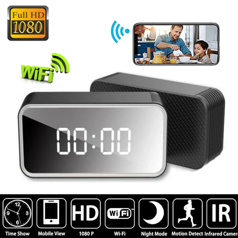 

ip cam FULL HD 1080P Clock WiFi Mini Camera Home Security P2P/AP Camcorder Night Vision Alarm Motion Remote CCTV Camcorders