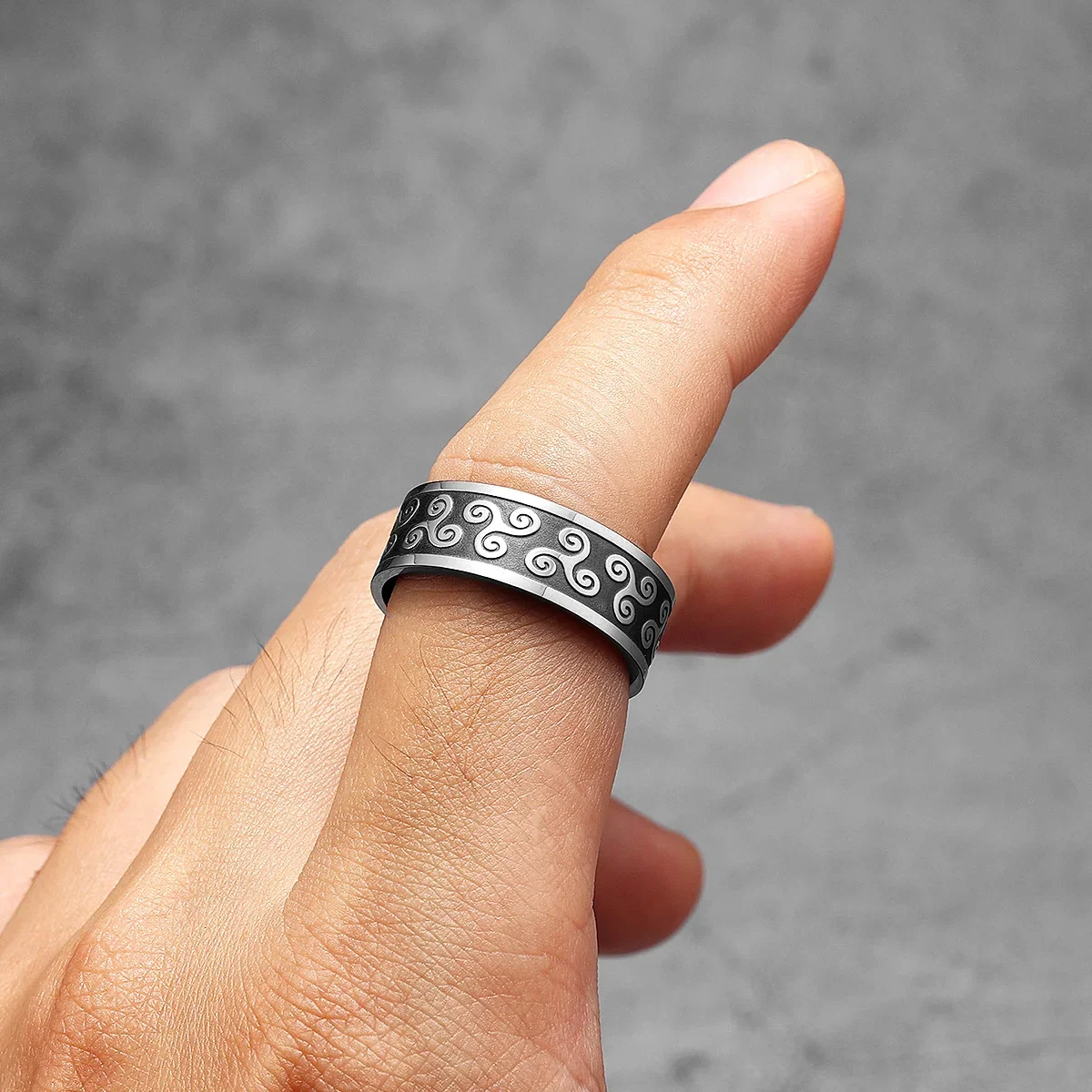 Викинг с кельтским узлом Ретро Черные мужские кольца из нержавеющей стали Панк