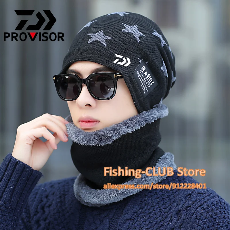 

Рыболовная Шапка DAIWA, лыжная шапка и шарф в комплекте, унисекс, ветрозащитные теплые женские вязаные шапки, шапка, теплая шапка, шерстяной ша...